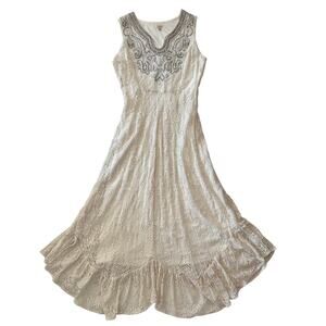 Reba Vintage Style Off White Crochet Destination Wedding Dress S